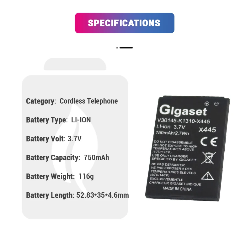 product lithium 37v 750mah li ion rechargeable v30145 k1310 x445 lithium ion cordless phone battery for gigaset x445-12