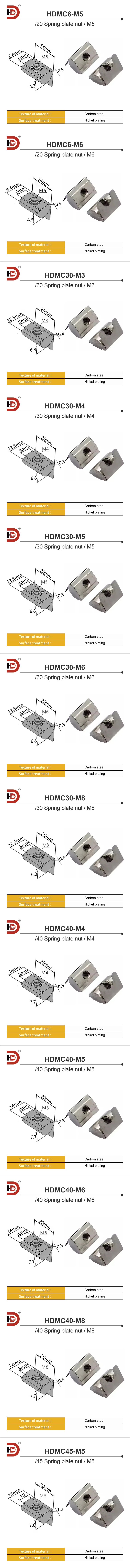 Aluminum Profile Accessories, Spring Clip Nuts, Elastic Positioning Blocks, 20/30/40/45 Type, M3-M4-M5M6 Carbon Steel manufacture