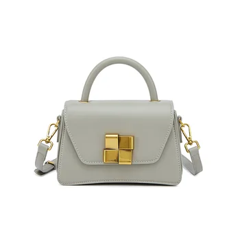 Factory Custom Mini  Top-Handle  Flap Handbag Square Solid Color Shoulder  Crossbody Bag