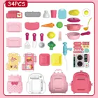 34PCS -2 In 1 Pretend Play House Kitchen Backpack For Kids Removable And Easy To Store