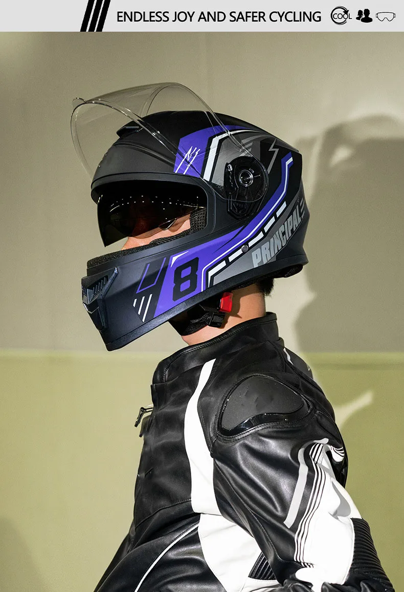 DOT Approved Speed Electric Motorcycle Full Face Helmet ABS Material Double Visor One Size Fits All for Men Women All Seasons