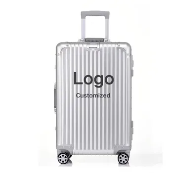 Custom New Magnesium Aluminum alloy Luggage Carry on luxury Travel Trolley Suitcase Luggage With wheels 4 spinner wheels