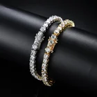 Gold Anklet Bracelet Hip Hop Men Gold Cubic Zirconia Tennis Cuban Link Anklet Set Bracelets
