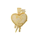 Pave Heart Pendant Cz Name Pendant New Hip Hop Fully Pave Iced Out CZ Diamond Drip Heart Pendant Fit 15mm
