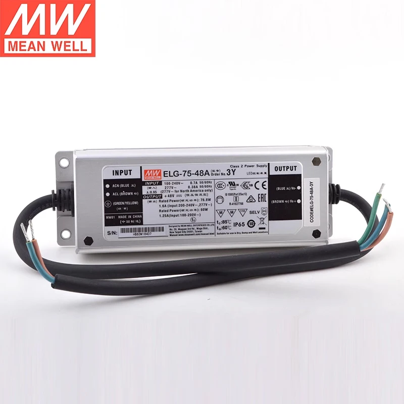 waterproof meanwell triac dimmable led driver ELG-75-48A 40w 50w 60w 75w 48V output 12v 24v 36v 48v