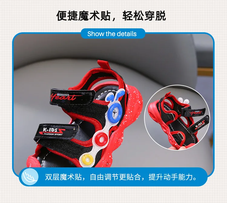 2024 Summer Lighting Sandals for Boys and Girls 1-6 Years Old Luminous Casual Shoes Soft Anti-Kick Beach Shoes for Toddlers details