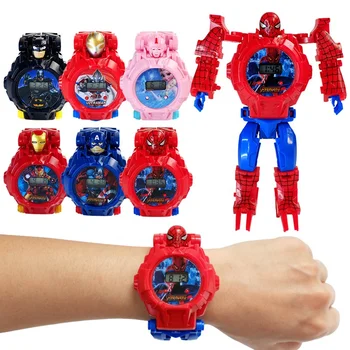 manual cartoon deformation robot shape electronic action transforming watch toy transformation wrist watch kids robot watch