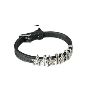 Wholesale Adjustable Handmade Simple Classic Punk Gothic Star Leather Belt Bracelets