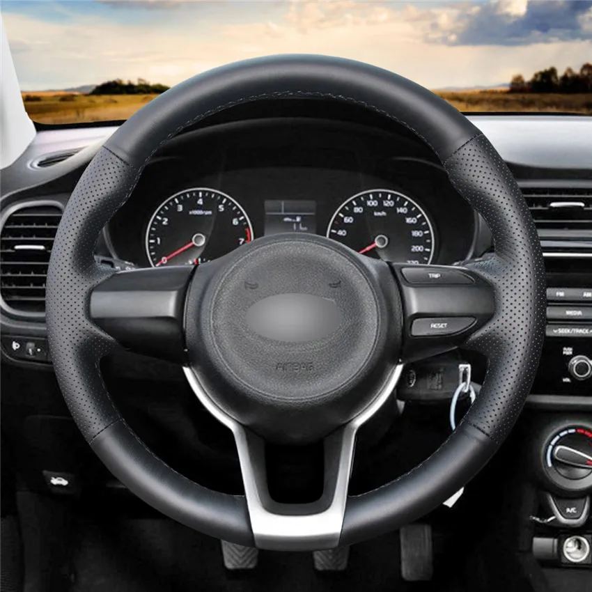 wrapping steering wheel with leather