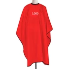 Red Cape Custom Salon Logo Hairdresser Polyester Waterproof Red Barber Cut Cape
