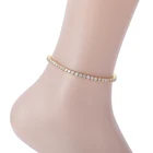 A004 3mm 4mm Brass CZ Tennis Anklet 9inch 10inch Iced Out Cubic Zircon Bling Bling For Women
