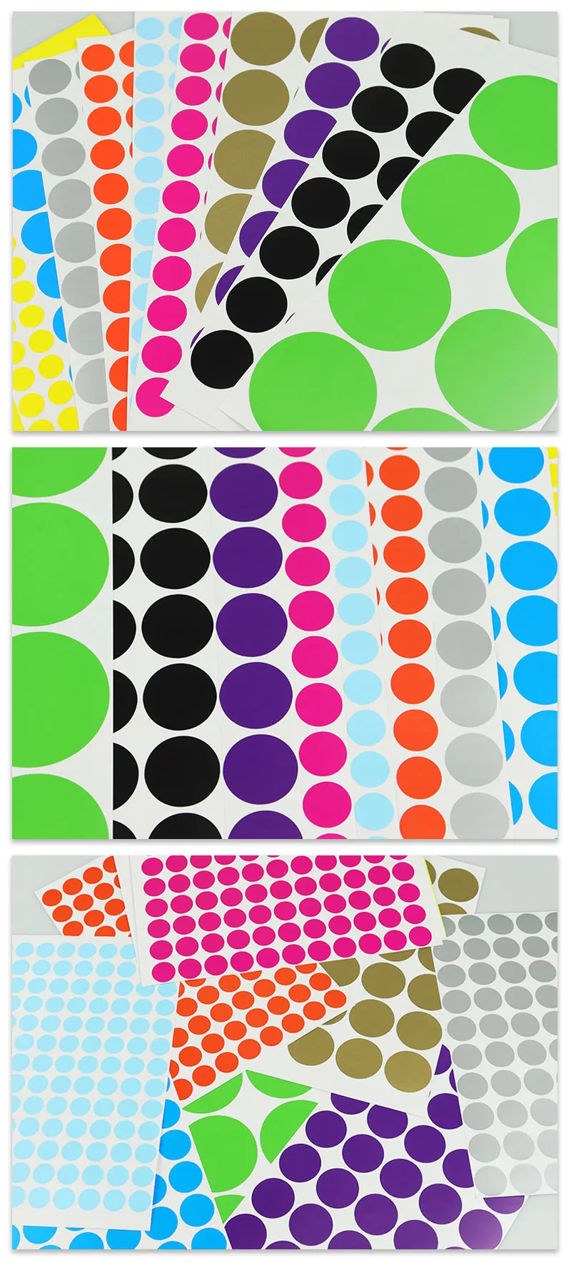 Cheap Color Coding Stickers Sticky Dots Assorted Sizes Labels Circle Stickers for Grocery Supermarket File Organization Parties supplier