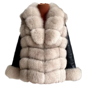 Winter Custom Plus Size Natural Real Fox Fur Jackets Real Fox Fur Ladies Warm Outwear Short Coat With Fur