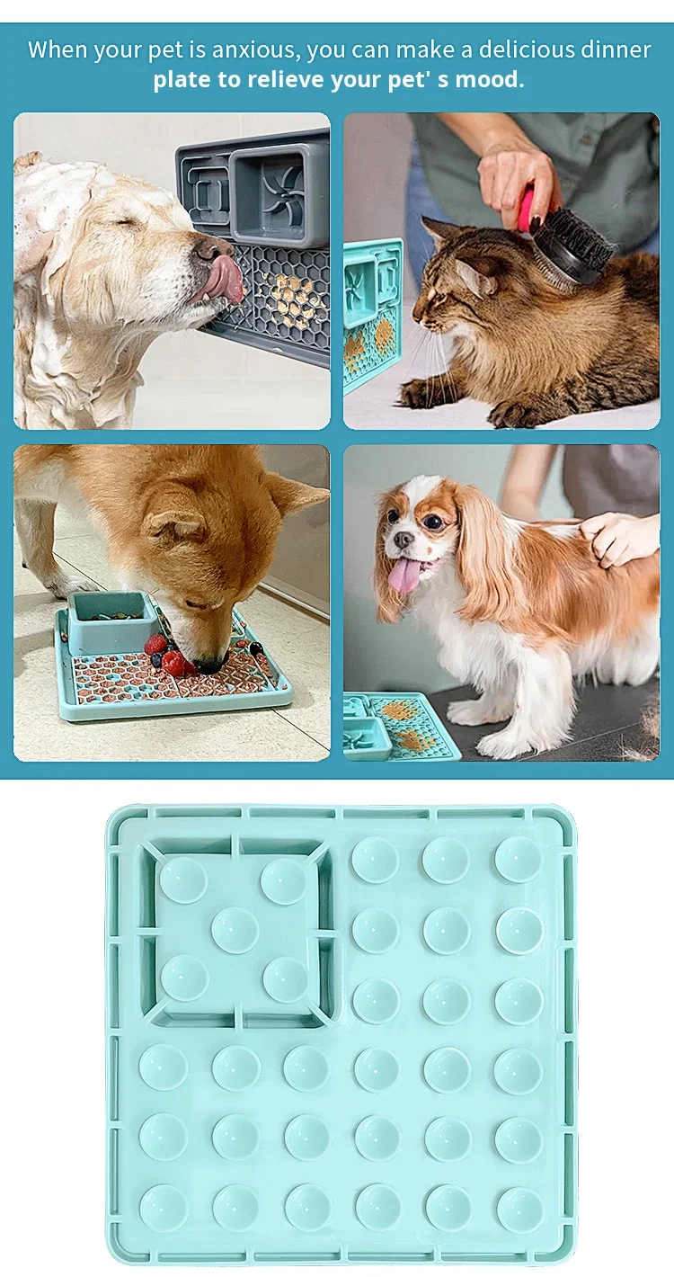 Food Grade Silicone Pet Plates and Slow Food Mats Cat and Dog Tableware Utensils with Suction Cups Comfortable Bowls & Feeders manufacture