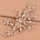 Hair Leaf Flower Rhinestone Wedding Hair Comb Crystals Hair Ornaments Bride Hair Jewelry