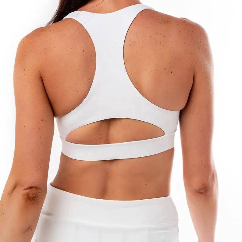 ECBC Sports Wear Fitness Exercise White Workout Front Zipper Yoga Bra For Women