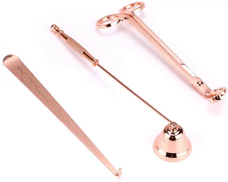 Long Handle Wick Trimmer Wick Snuffer Wick Dipper Rose Gold Stainless Steel 