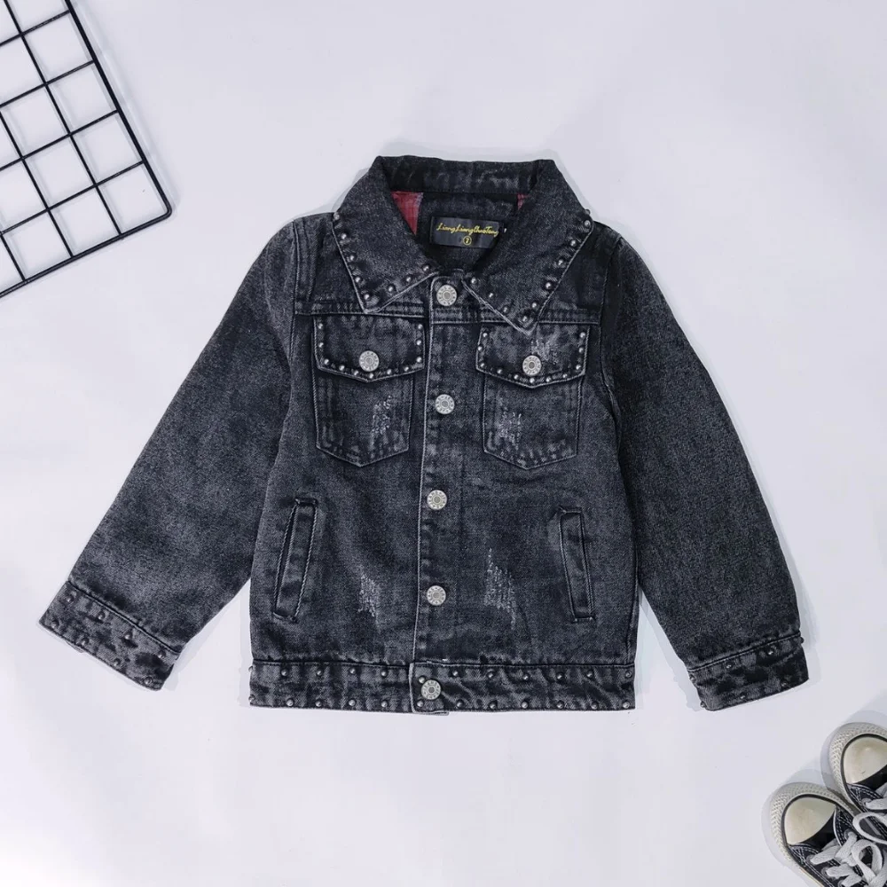 Top Grade Custom Packaging Export Quality Wholesale Price Wash Kids Casual Jacket Girls Denim Jacket Outerwear From Indonesia