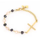 2021 Fashion Jewelry Gold Plating Cross Stainless Friendship Bracelet