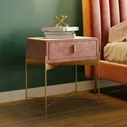 Table Base Modern Luxury Style Night Stand Bedroom Furniture Beside Table Stainless Steel Base Wood Nightstands