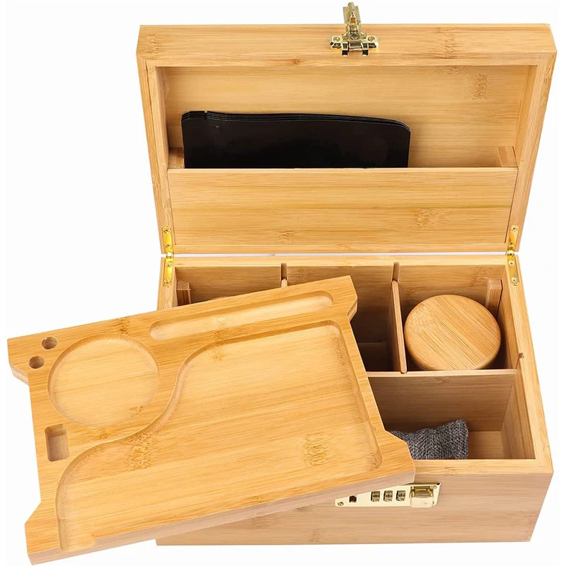 Wholesale Bamboo Wood Hash Stash Container Smell Proof Stash Box With