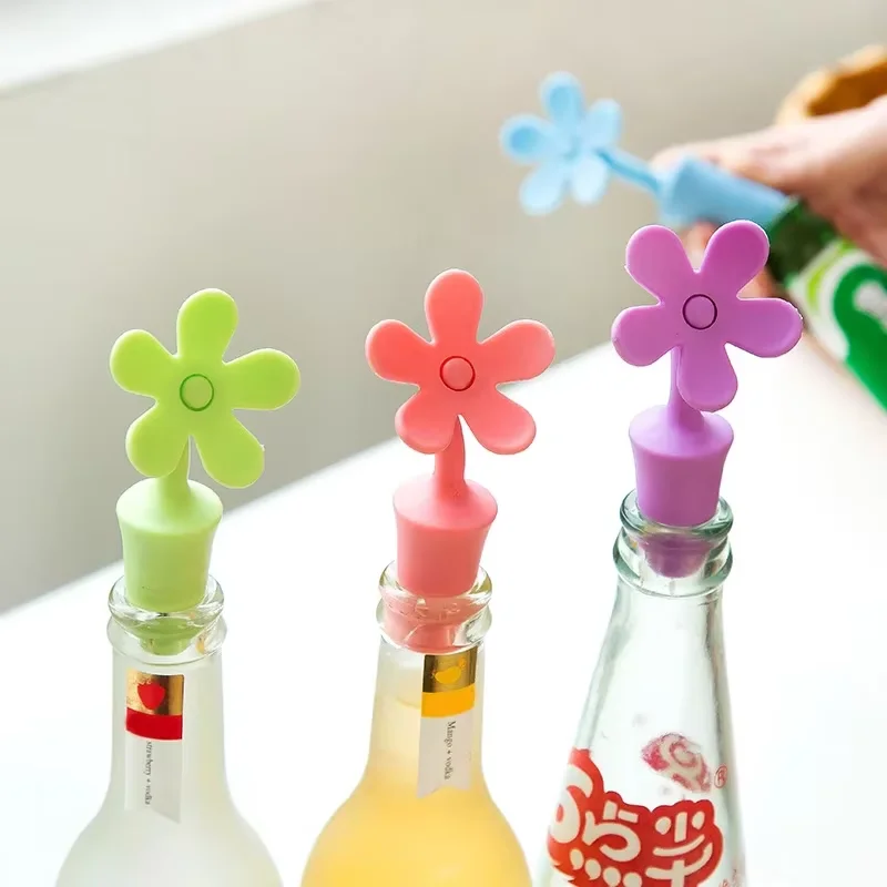 product 2025 food grade silicone wine stopper flower shaped beer bottles keep fresh stopper-2