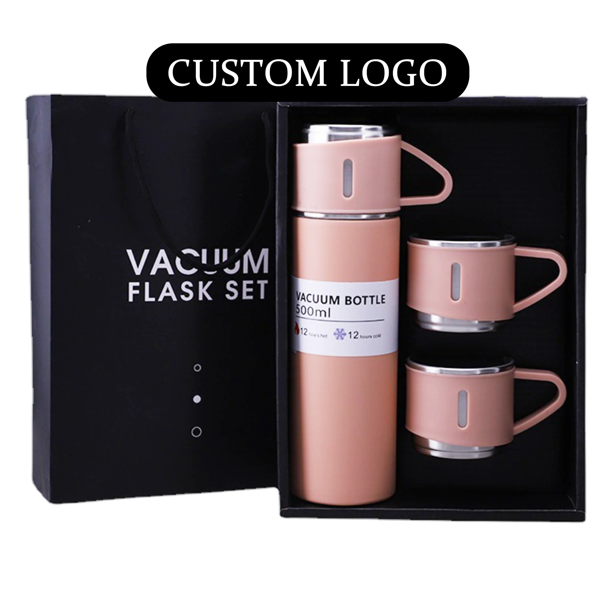 Factory Wholesale 500 ml set Christmas gift  Thermos Vacuum Flask Stainless Steel Water Bottle with 2 Cups hot and cold fl