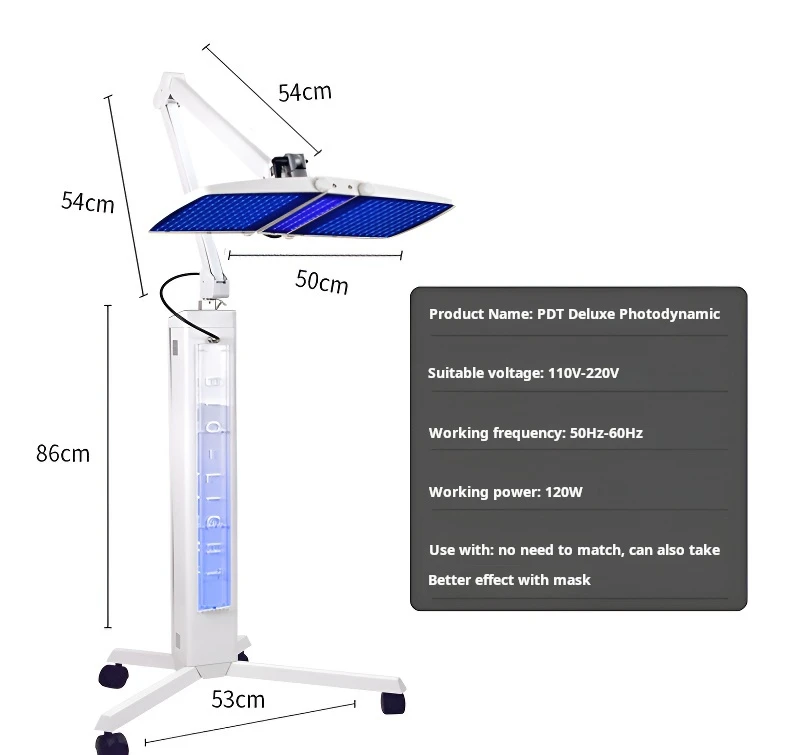 Professional LED Phototherapy Machine PDT Light Therapy Photon Device 6 Professional 7-color PDT LED light therapy machine with red, blue, yellow and combination modes. Adjustable stand for salons, spas, estheticians and aesthetic clinics. Professional LED Phototherapy Machine PDT Light Therapy Photon Device