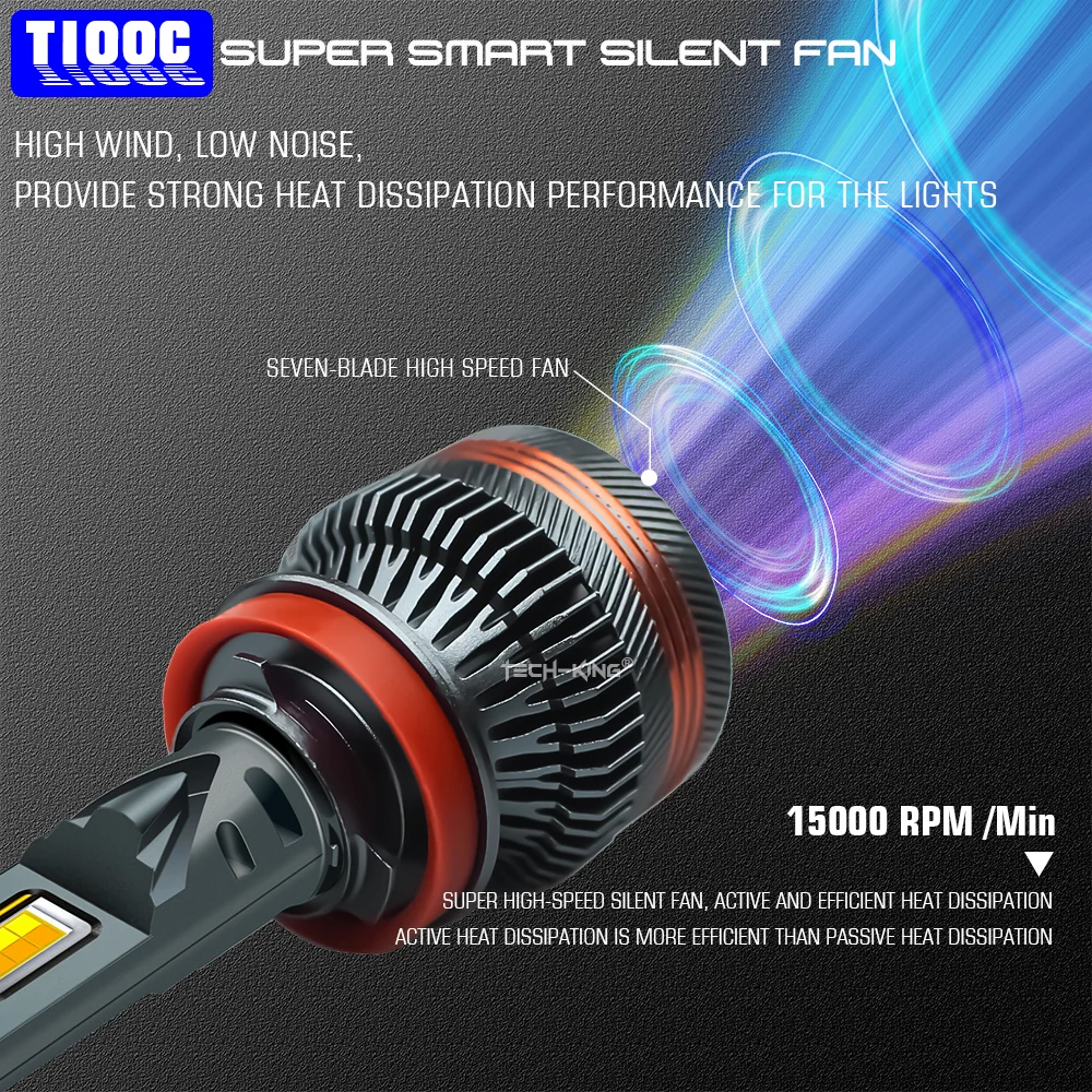 TECH-KING High Quality Auto Lights Head Lamps H1 H3 H4 H7 H11 9005 9006 9012 6000K 4300K 3000K Flash Four Mode LED Headlights