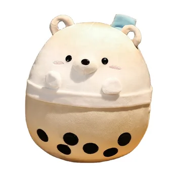 Wholesale Funny Custom boba tea stuffed polar bear plush toys for kids