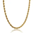 14k Real Womens Necklace 14k Real Gold Plated 8 MM Stainless Steel Mens Womens Necklace Twist Rope Chain