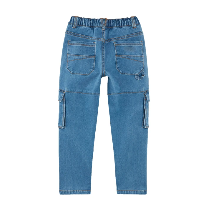 Customized fashion design kid boy jeans pants big pocket cargo pants  children boys denim pants