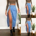 Long Skirts Skirt Women Long Skirts Denim Casual Jean Skirt Split Hip Skirts