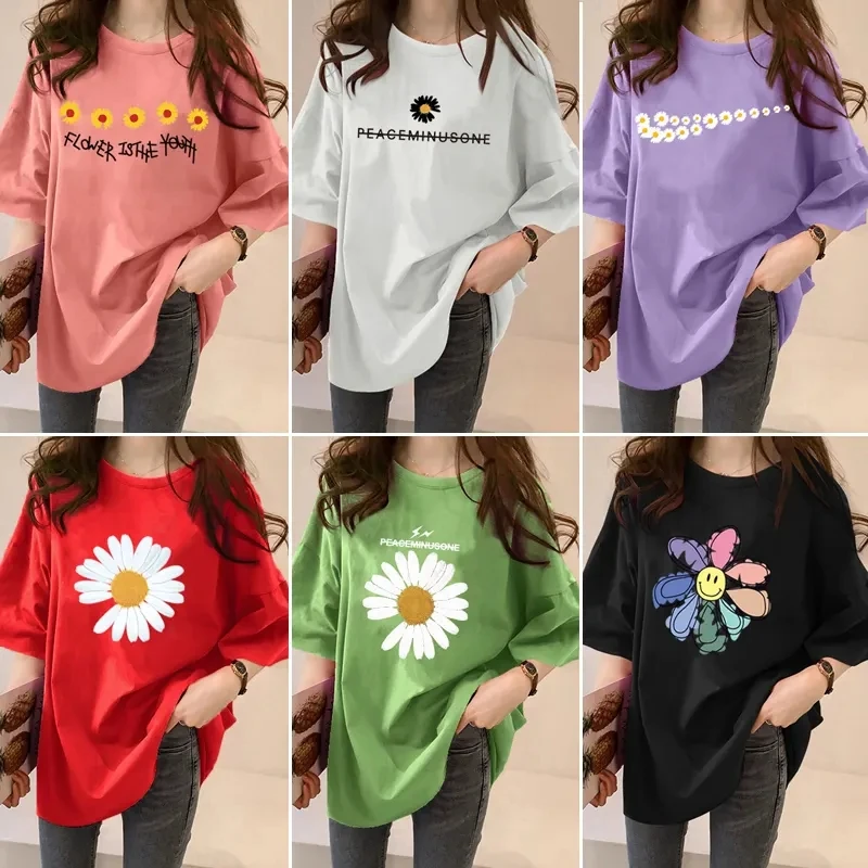 summer plus size women's t-shirts casual Letter cotton short-sleeve women's oversized t-shirts top