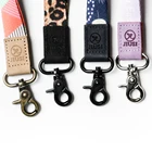 Phone Lanyard And Card Custom Print Short Wristband Phone Card Holder Keychain Leather Lanyard With Logo