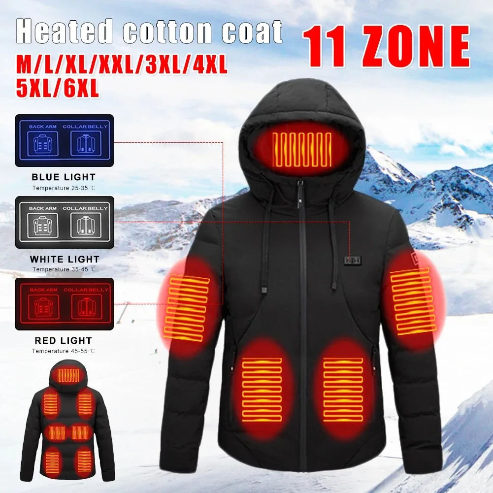 Unisex Heated Jacket 11 Heating Zones Outdoor Hunting Hiking Jackets Lightweight Thermal Winter Jacket