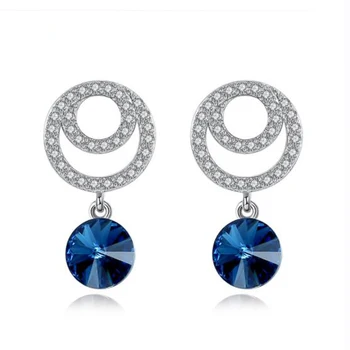 stud jewelry earring round double stud earrings S925 Sterling Silver Double Circle Earrings