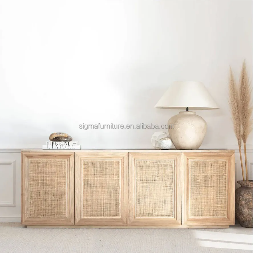 Living room console table storage cabinet  wood furniture dining room 4-door sideboard