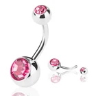 Gem Rings 14G 316L Surgical Steel Gem Navel Belly Rings Body Jewelry Piercing