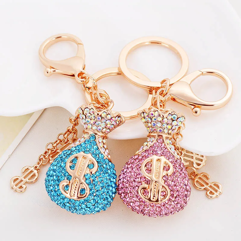 New Fortune Bag Crystal Rhinestone Lucky Keychains Luxury Key Chain