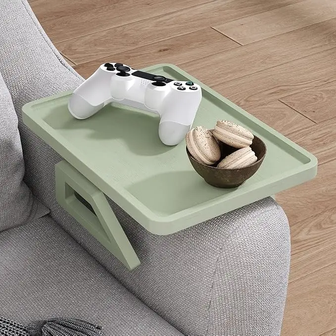 product bamboo clip on sofa table foldable armrest tray lacquer finish for holding drinks mobile phones sofa arm holder for living room-6