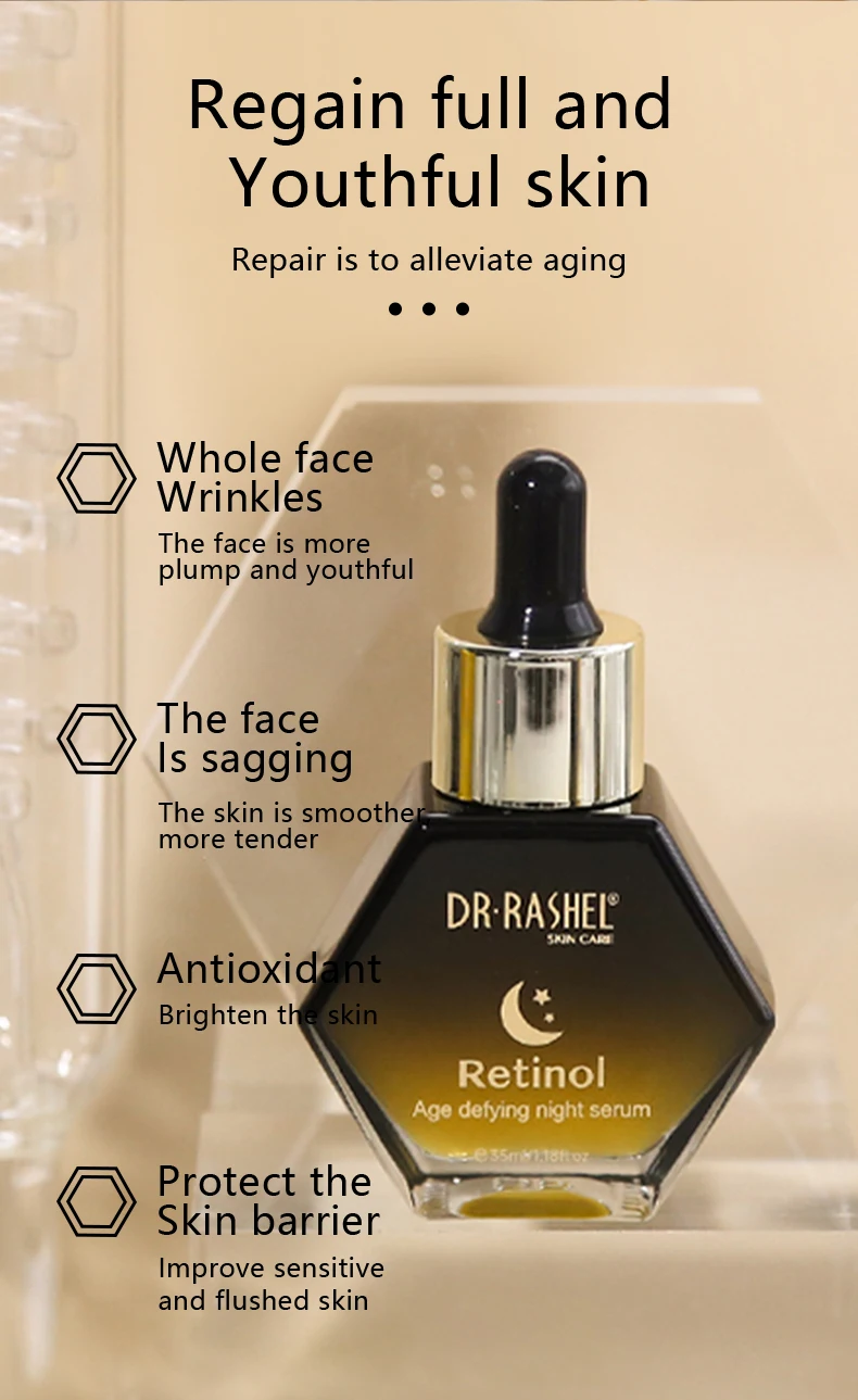 DR RASHEL Age-Defying Night Serum Firming Liquid ODM Home Use Anti-Aging Skin Repair Serum with Hyaluronic Acid for Face Body