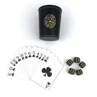 And Poker Wholesale Red And Black Color 100% All Plastic PVC Durable Casino Poker Playing Cards With Dices Game Set