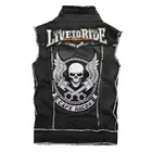 Vest Spring And Autumn Style Punk Cowboy Vest Man Slim Embroidered Skull Nail Vest Black Badge Motorcycle Vest