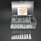 Nail Tip Tapered Coffin Nail Tips Hot 10 Sizes 100Pcs Box Natural Clear Tapered Curved Medium Easy Coffin Shape Nail Tip