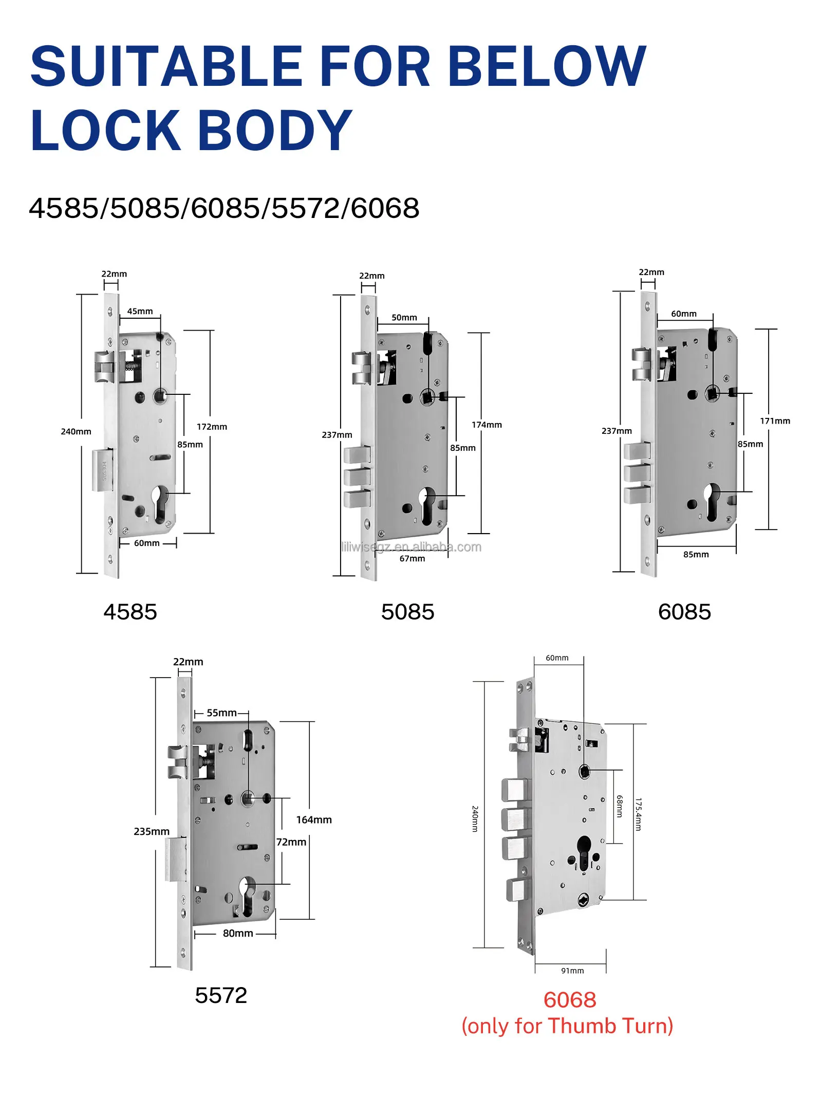Fully Automatic Smart Door Lock with 4585/5085/6085/5572/6068 Gear Mortise 200 Card Capacity and 150 Password Capacity