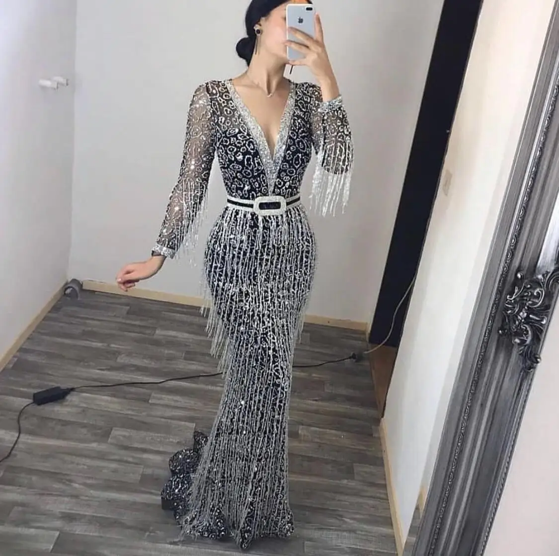 Tassel Embellished Formal Luxury Gown 