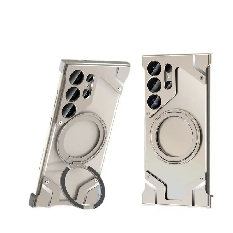 product ultra thin hard shockproof waterproof magnetic kickstand 360 rotatable mobile phone case for samsung s25 ultra metal stand-7