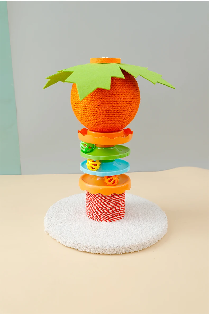 Hot Sale Cute Cat Scratcher Post with Interactive Turntable Toy Natural Sisal Durable Anti Scratch No Mess Cat Toy Pet Supplies details