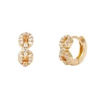 Brass Hoops Gemnel Brass Gold Plated Chain Link Pave CZ Huggie Hoops Luxury Fashion Earrings